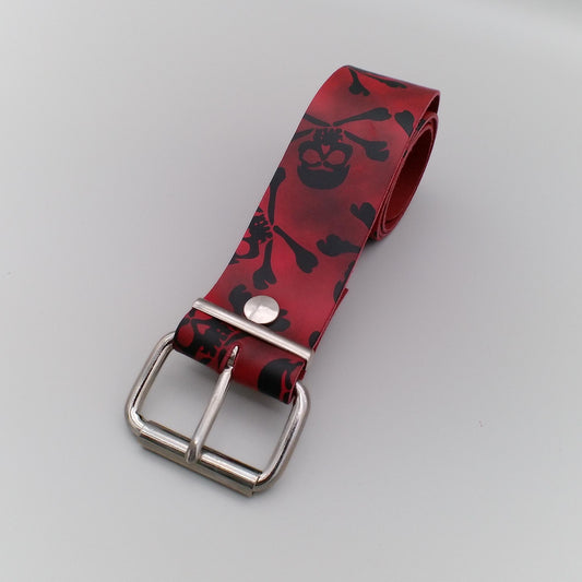 Belt 3-Row Pirate Design Red
