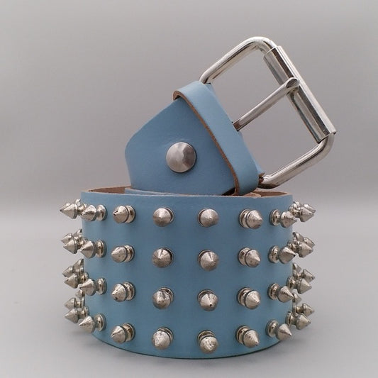 real-leather-belt-in-light-blue-with-four-rows-of-silver-spikes-punk-metal-gothic-costume