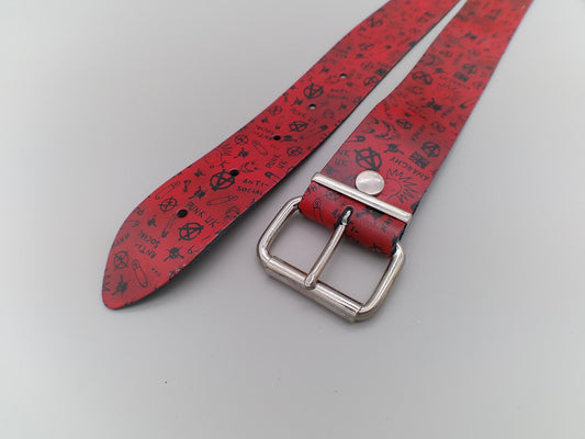 Belt 3-Row Punk Design Red
