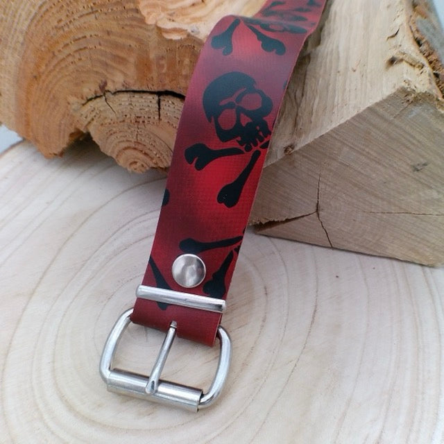Belt 2-Row Pirate Design Red