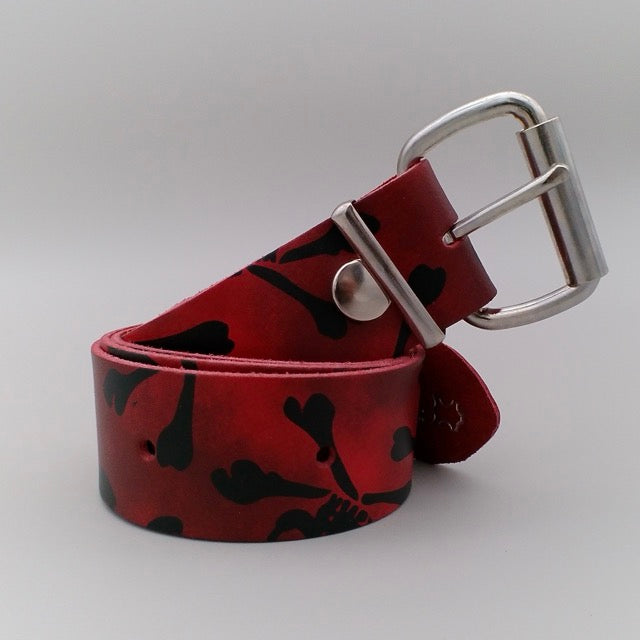 Belt 2-Row Pirate Design Red