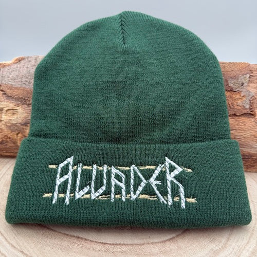 green-ski-beanie-with-band-logo-of-alvader