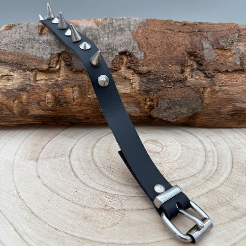 real-black-leather-belt-with-one-row-of-silver-conical-studs-and-cones-for-heavy-metal-fans