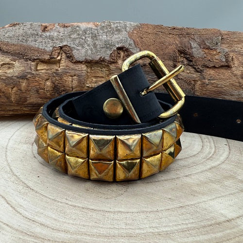 real-black-leather-belt-vintage-with-two-rows-of-golden-pyramid-studs