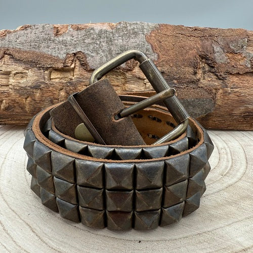 real-brown-leather-belt-with-three-rows-of-golden-rusty-pyramid-studs