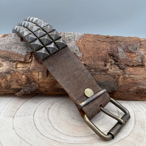 real-brown-leather-belt-with-three-rows-of-golden-rusty-pyramid-studs