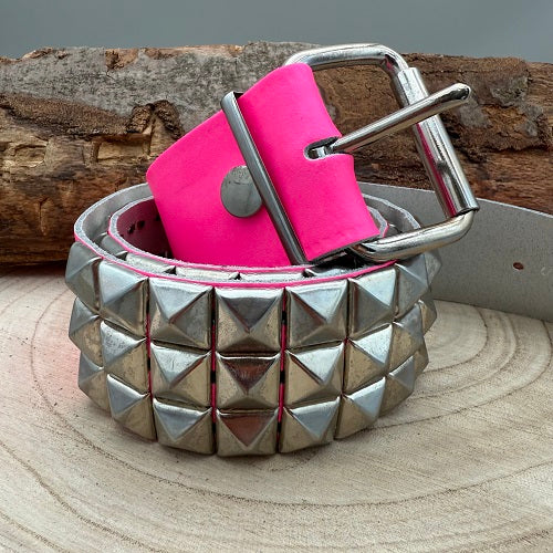 real-pink-leather-belt-with-three-rows-of-silver-pyramid-studs
