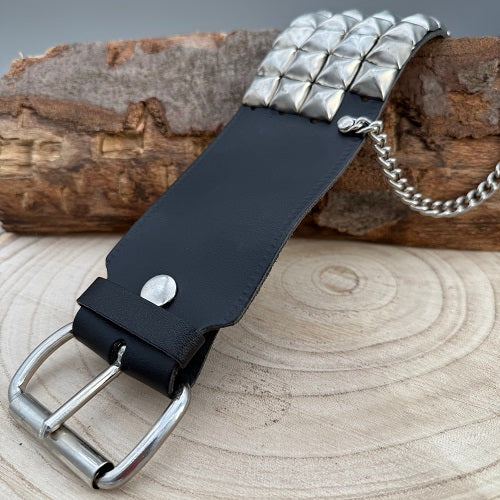 real-black-leather-belt-with-four-rows-of-silver-pyramid-studs-and-with-chains