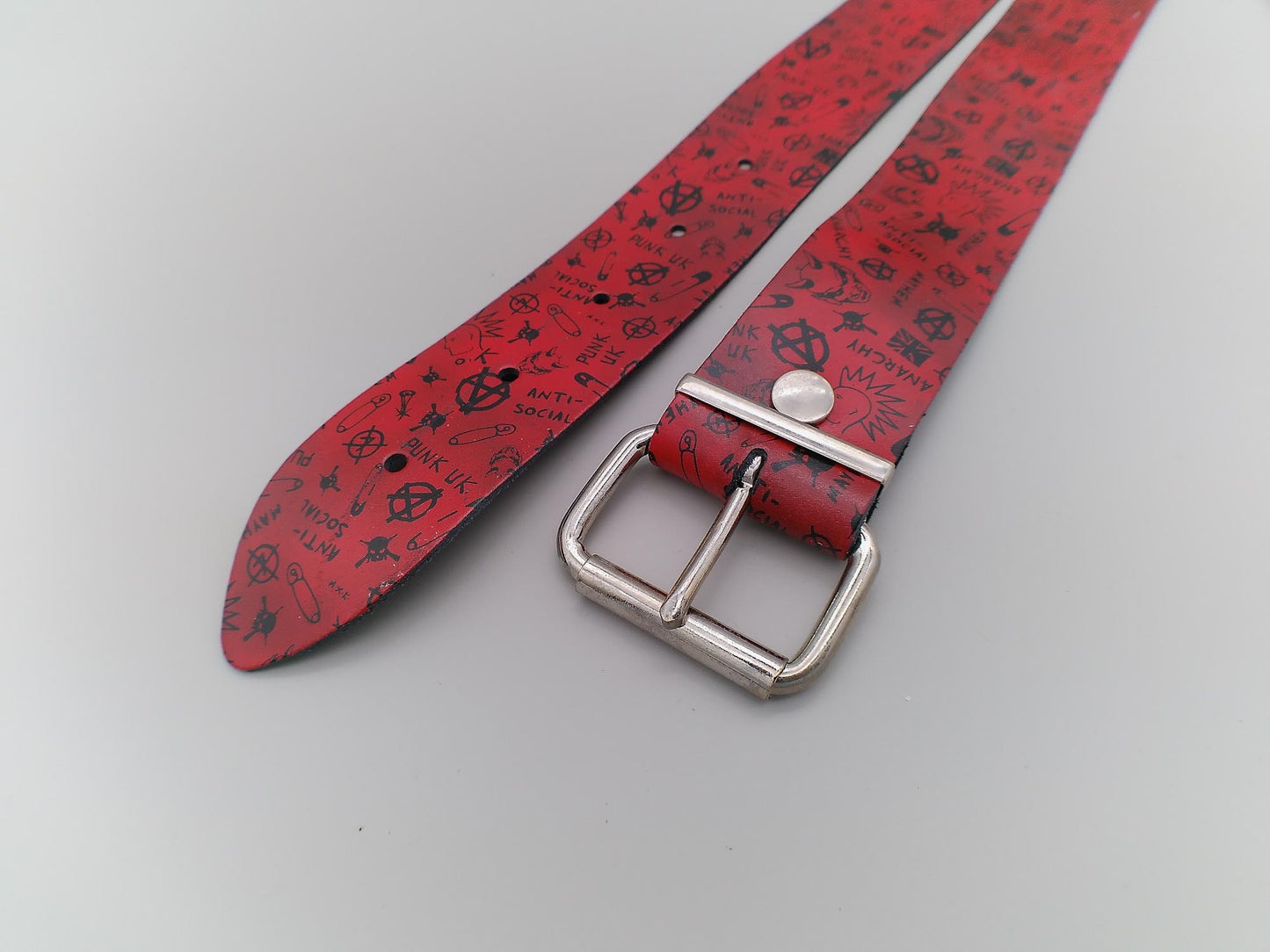 Belt 3-Row Punk Design Red