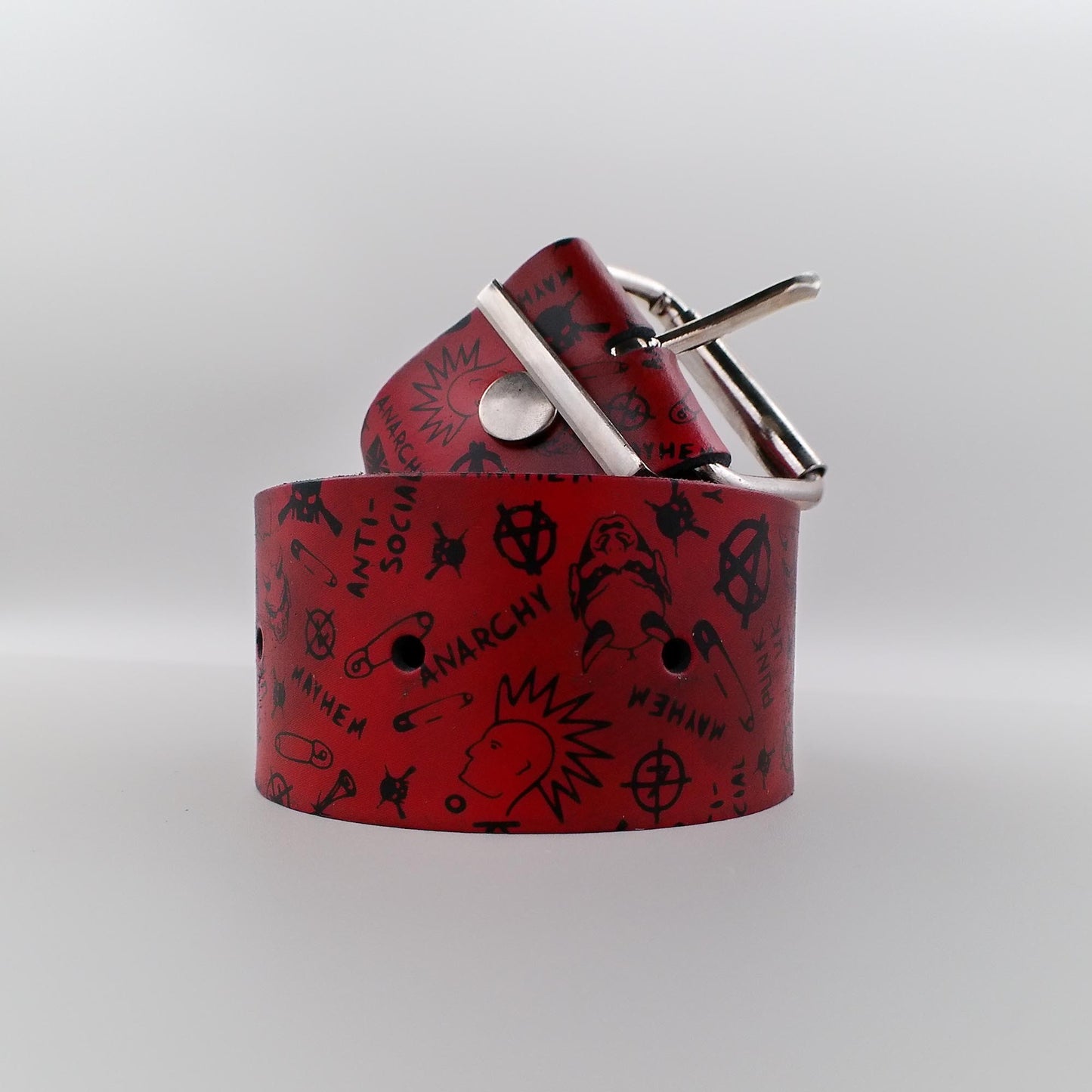 Belt 3-Row Punk Design Red