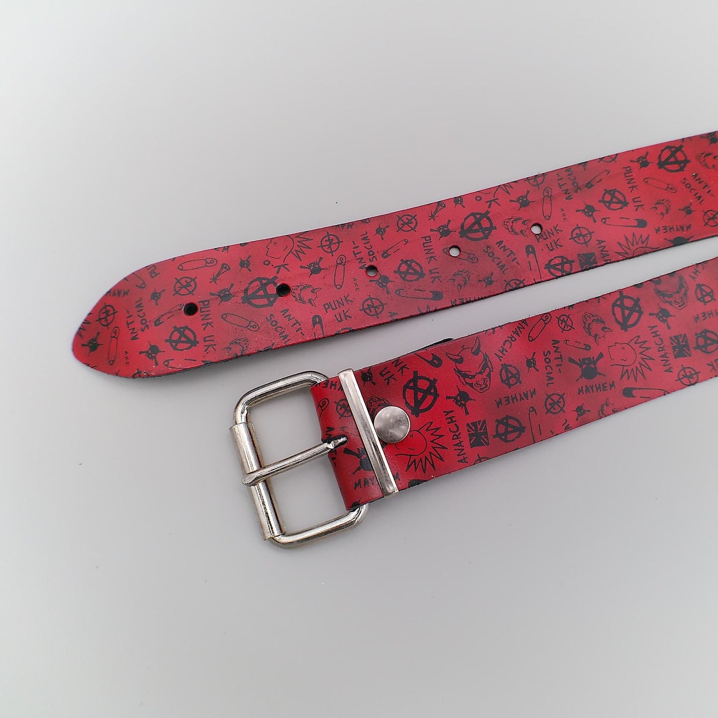 Belt 3-Row Punk Design Red