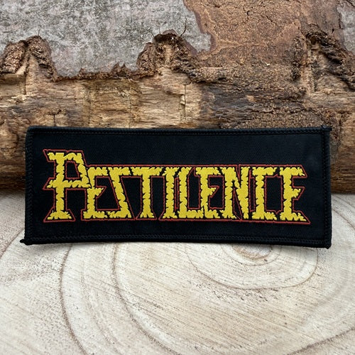 patch-pestilence-logo-stripe-yellow-with-red-lining-stitched-on-black