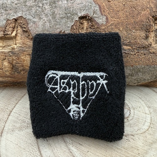 sweatband-wristband-in-black-with-band-asphyx-logo-in-white